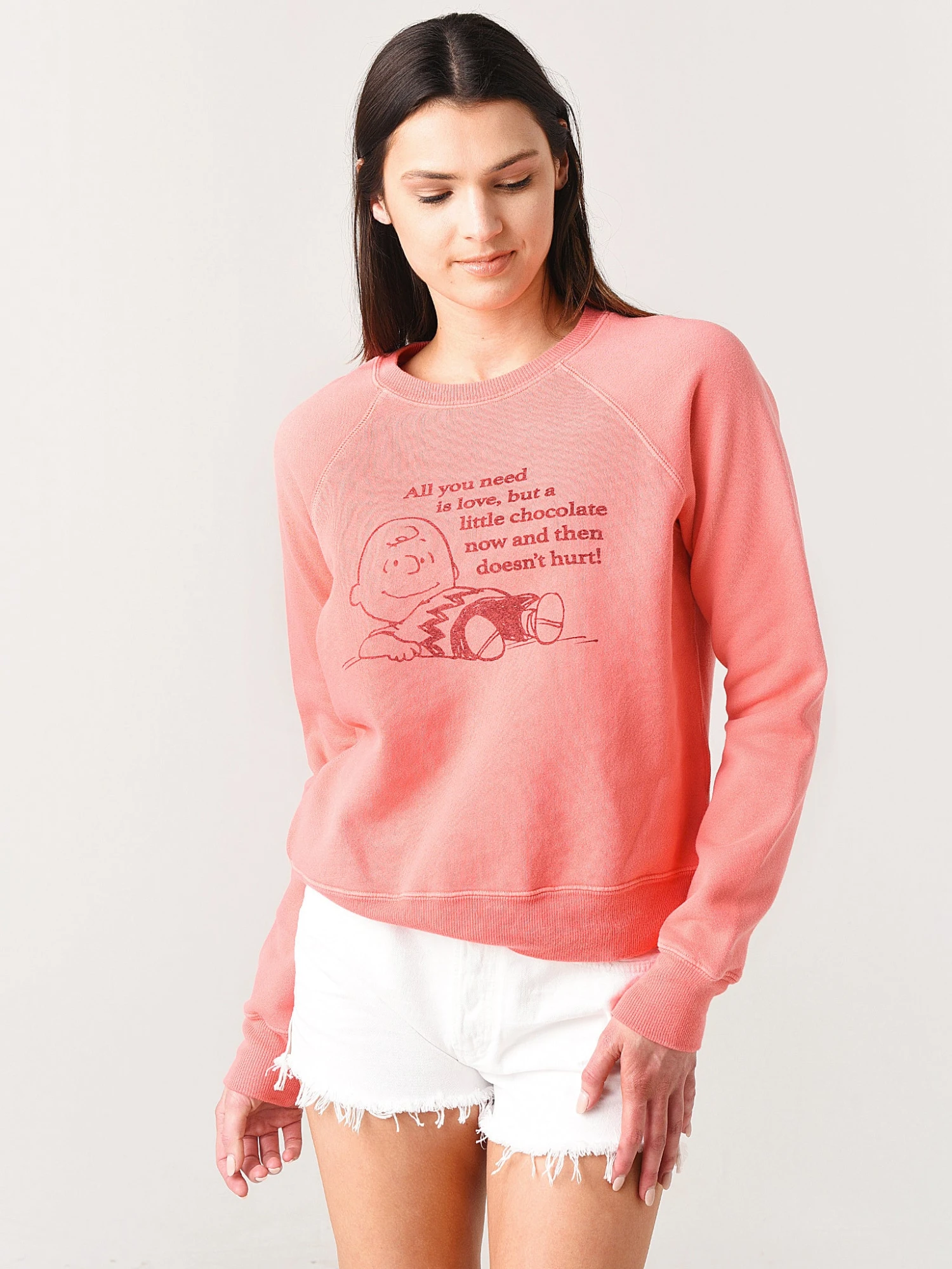 Re/Done Women's Classic Raglan "All You Need Is" Crewneck Sweatshirt 3 Re/Done Women's Classic Raglan "All You Need Is" Crewneck Sweatshirt