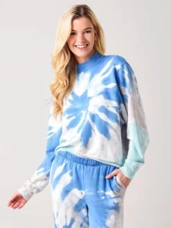 Stateside Women's Tie-Dye Viscose Fleece Mock-Neck Sweatshirt -Saintbernard Shop 130 4021TDxATLANTICxPrimary 28168706
