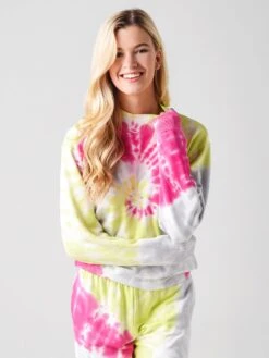 Stateside Women's Tie-Dye Viscose Fleece Mock-Neck Sweatshirt