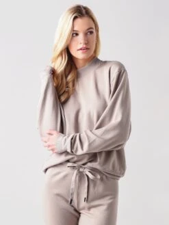 Stateside Women's Viscose Fleece Mock-Neck Sweatshirt