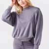 Stateside Women's Softest Fleece 3/4 Sleeve Pleated Sweatshirt -Saintbernard Shop 130 4501xASHxPrimary 45380640