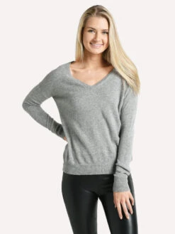 White+Warren Essential V Neck -Saintbernard Shop 17708 GREYHEATHER