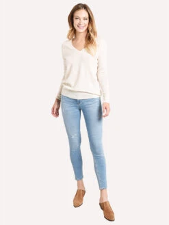 White+Warren Essential V Neck -Saintbernard Shop 17708 PEARLWHITEalt1