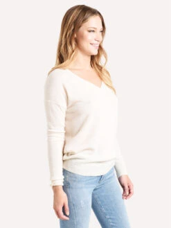 White+Warren Essential V Neck -Saintbernard Shop 17708 PEARLWHITEalt2