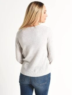 White+Warren Cashmere Slit Sleeve Tweed V Neck 10 White+Warren Cashmere Slit Sleeve Tweed V Neck -Saintbernard Shop 17741x pebbletweedalt2