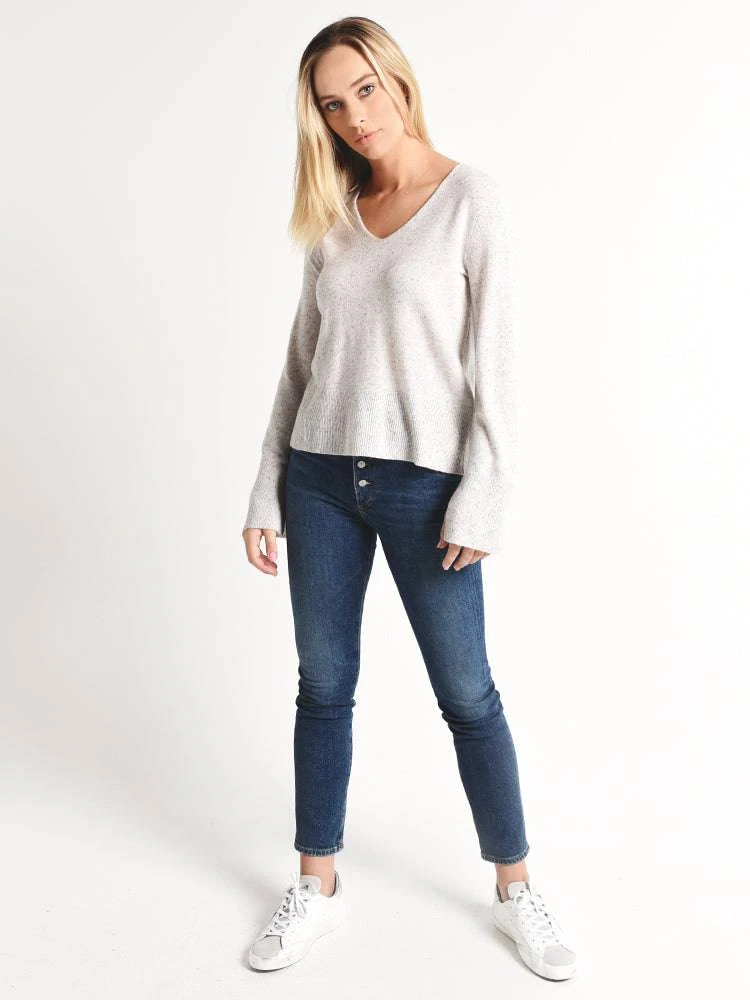 White+Warren Cashmere Slit Sleeve Tweed V Neck 7 White+Warren Cashmere Slit Sleeve Tweed V Neck - Image 5