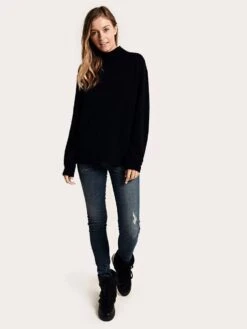 White + Warren Blouson Sleeve Rollneck Sweater -Saintbernard Shop 17747 blackalt1