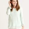 Project J Women's Striped Tassel Sweater -Saintbernard Shop 18251 bluegrass white