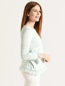 Project J Women's Striped Tassel Sweater -Saintbernard Shop 18251 bluegrass whitealt1