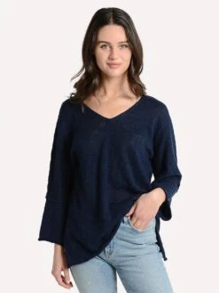 Project J V Neck Side Slit Tunic -Saintbernard Shop 19001 navy d55b4d56 3e8d 4f4d acfb 8f390b6c12a6