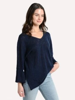 Project J V Neck Side Slit Tunic -Saintbernard Shop 19001 navyalt2