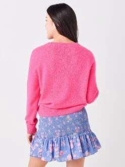 White + Warren Women's Cashmere Long Sleeve Sweatshirt -Saintbernard Shop 19281xBRIGHTROSExAlt3 45511314