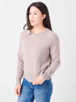 White + Warren Women's Cashmere Long Sleeve Sweatshirt -Saintbernard Shop 19281xOAKHEATHERxAlt2 45517562