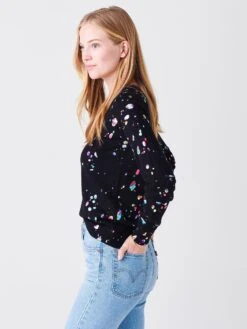 J Society Women's Splatter Print Cotton Sweatshirt -Saintbernard Shop 2103 xBLACKxAlt2 44923378