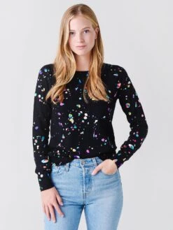 J Society Women's Splatter Print Cotton Sweatshirt