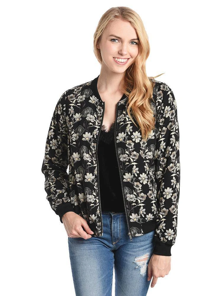 Skies Are Blue Flower Printed Bomber Jacket 3 Skies Are Blue Flower Printed Bomber Jacket