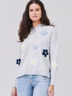 J Society Women's Hooded Flower Sweater