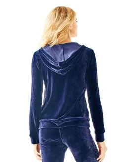 Lilly Pulitzer Larina Velour Zip Up Hoodie -Saintbernard Shop 27102 408truenavyalt2