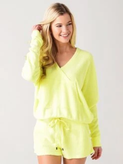 Stateside Women's Sherpa Front Overlap Hoodie 11 Stateside Women's Sherpa Front Overlap Hoodie -Saintbernard Shop 336 4339xHIGHLIGHTERxPrimary 28150444