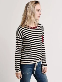 Hem & Thread Drawstring Sweater -Saintbernard Shop 6109 black creamalt1