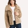 Dylan Fluffy Sherpa Snap Jacket -Saintbernard Shop 91W186SCF TEDDYBROWN