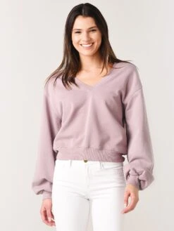 Agolde Women's V-Neck Balloon Sleeve Sweatshirt