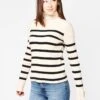 English Factory Women’s Striped Turtle Neck Sweater -Saintbernard Shop BH134T IVORY