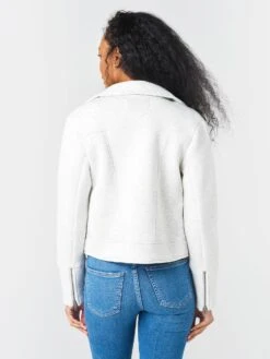 Cupcakes And Cashmere Anabelle Knit Moto Jacket -Saintbernard Shop CK102081xHEATHERASHxAlt2