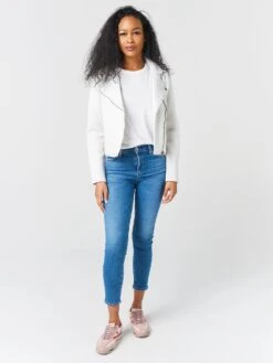 Cupcakes And Cashmere Anabelle Knit Moto Jacket -Saintbernard Shop CK102081xHEATHERASHxAlt3