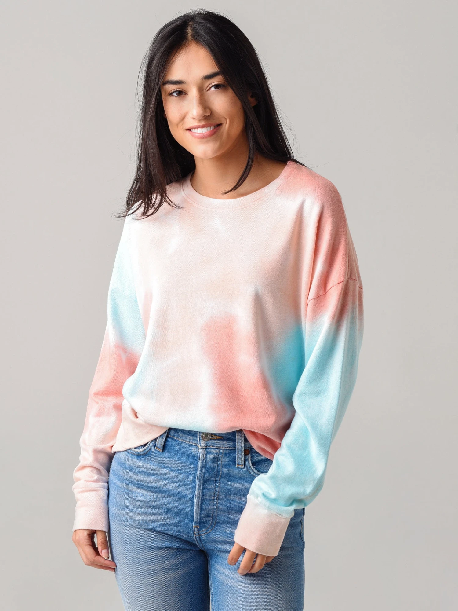 Sundry Women's Multicolor Tie-Dye Terry Oversize Sweatshirt 3 Sundry Women's Multicolor Tie-Dye Terry Oversize Sweatshirt