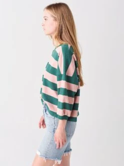 Rebecca Minkoff Women's Bold Stripe Rosie Sweatshirt -Saintbernard Shop F2041234xPINKGREENSTRIPExAlt2 38699522
