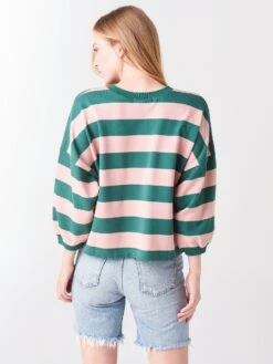 Rebecca Minkoff Women's Bold Stripe Rosie Sweatshirt -Saintbernard Shop F2041234xPINKGREENSTRIPExAlt3 38699524