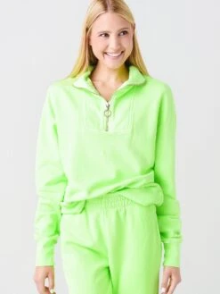 Sundry Women's Half-Zip Collard Long Sleeve Sweatshirt