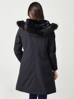 Herno Women's Straight Fitted Coat With Faux-Fur Lining And Faux-Fur Collar 8 Herno Women's Straight Fitted Coat With Faux-Fur Lining And Faux-Fur Collar -Saintbernard Shop GC0291DxBLACKxAlt2 17277014