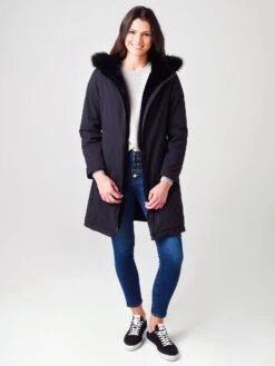 Herno Women's Straight Fitted Coat With Faux-Fur Lining And Faux-Fur Collar 9 Herno Women's Straight Fitted Coat With Faux-Fur Lining And Faux-Fur Collar -Saintbernard Shop GC0291DxBLACKxAlt3 17277021