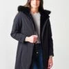 Herno Women's Straight Fitted Coat With Faux-Fur Lining And Faux-Fur Collar -Saintbernard Shop GC0291DxBLACKxPrimary 17277018