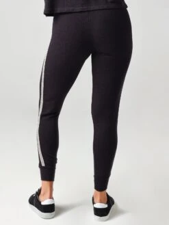 Monrow Women's Skinny Sweats With Chevron Trim -Saintbernard Shop HB0345 12xFADEDBLACKxAlt2 19440795