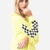 Aviator Nation Women's Check Sleeve Hoodie 1 Aviator Nation Women's Check Sleeve Hoodie -Saintbernard Shop HDPCKSLVxNEONYELLOWxPrimary 83085567