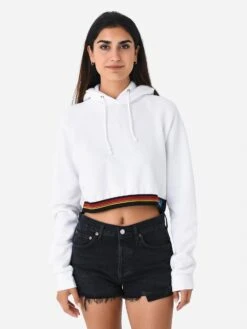 Aviator Nation Women's Logo Stripe Crop Pullover Hoodie -Saintbernard Shop HDPCLSTPBxWHITExPrimary 98824664