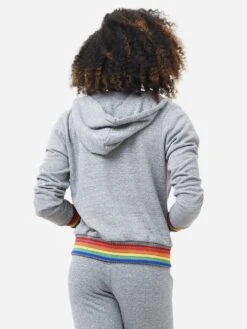 Aviator Nation Women's Rainbow Rib Zip Hoodie -Saintbernard Shop HDRBWRIBxHEATHERGREYxAlt3 70468480