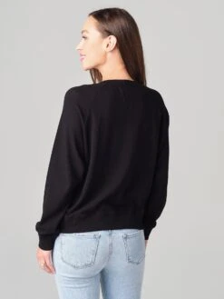 Monrow Women's Mesh Raglan Sweatshirt 8 Monrow Women's Mesh Raglan Sweatshirt -Saintbernard Shop HT0989xBLACKxAlt2 15441880