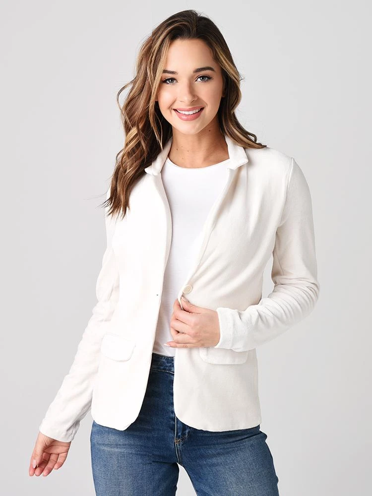 Majestic Women's Velour Long Sleeve One-Button Blazer 4 Majestic Women's Velour Long Sleeve One-Button Blazer - Image 2