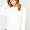 J Brand Women's Gabriel Shrunken Long Sleeve Hoodie 2 J Brand Women's Gabriel Shrunken Long Sleeve Hoodie -Saintbernard Shop JB002761 IVORY