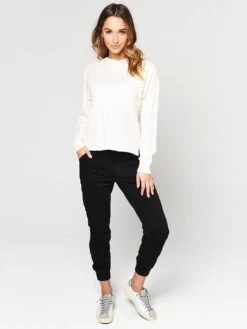 J Brand Women's Gabriel Shrunken Long Sleeve Hoodie -Saintbernard Shop JB002761 IVORYalt2