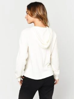J Brand Women's Gabriel Shrunken Long Sleeve Hoodie -Saintbernard Shop JB002761 IVORYalt3