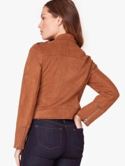 Jack Open Mic Night Faux Suede Moto Jacket -Saintbernard Shop JJ302914 CAMELalt2