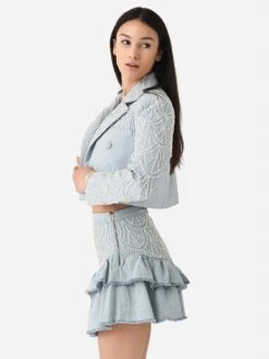 LoveShackFancy Women's Carterio Crop Blazer -Saintbernard Shop LJ139 1365xSHIMMERINGDUSKxAlt2 96510268