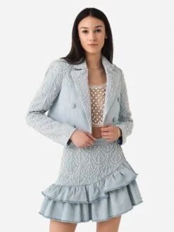 LoveShackFancy Women's Carterio Crop Blazer
