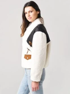 Frame Women's Fleece Mix Jacket -Saintbernard Shop LWOT0627xOFFWHITEMULTIxAlt2 20987380