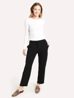 Majestic French Terry Pant With Rolled Bottom 11 Majestic French Terry Pant With Rolled Bottom -Saintbernard Shop M004 FPA023 NOIRalt3